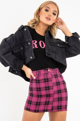 Black Pink Rock Slogan Textured T-Shirt - Effie-T-shirt