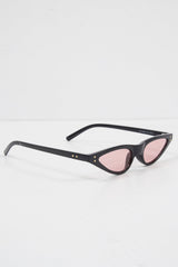 Black Pink Slim Pointed Cat Eye Sunglasses - Fluer-Sunglasses