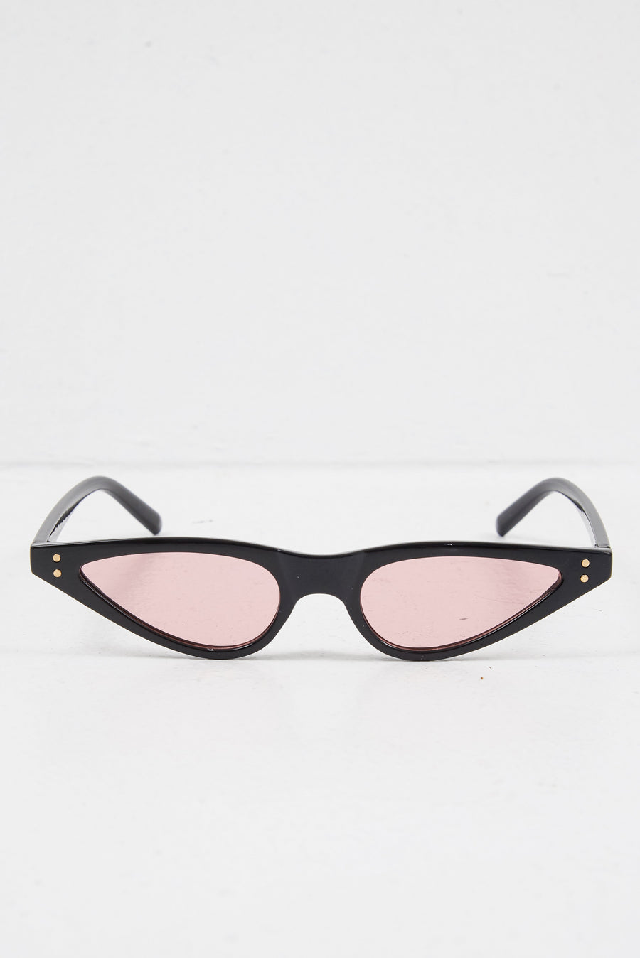 Black Pink Slim Pointed Cat Eye Sunglasses - Fluer-Sunglasses