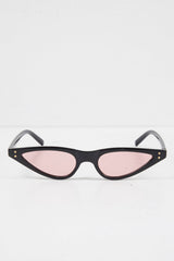 Black Pink Slim Pointed Cat Eye Sunglasses - Fluer-Sunglasses