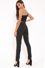 Black Pinstripe Tapered Trousers - Paighton-Trousers