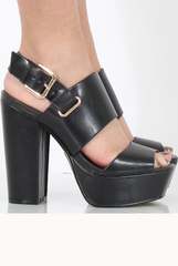Black Platform Block Heel - Esme-Heels