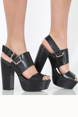 Black Platform Block Heel - Esme-Heels