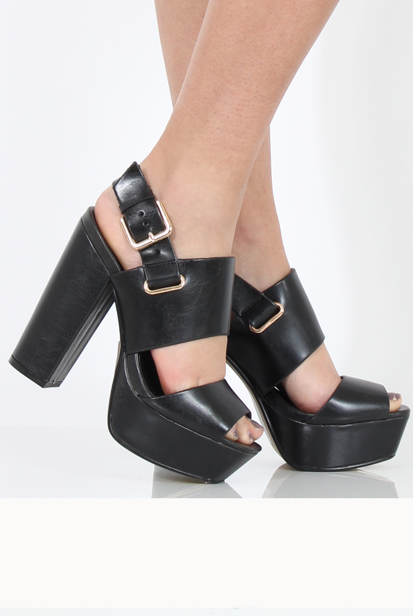 Black Platform Block Heel - Esme-Heels