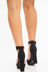 Black Platform Strappy Block Heel - Karley-Heels