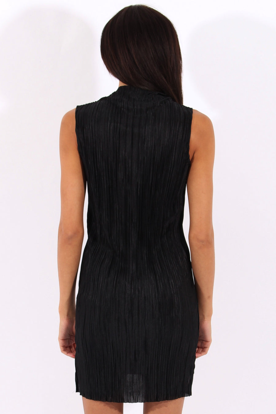 Black Pleated Bodycon Midi Dress - Mistie-Dresses