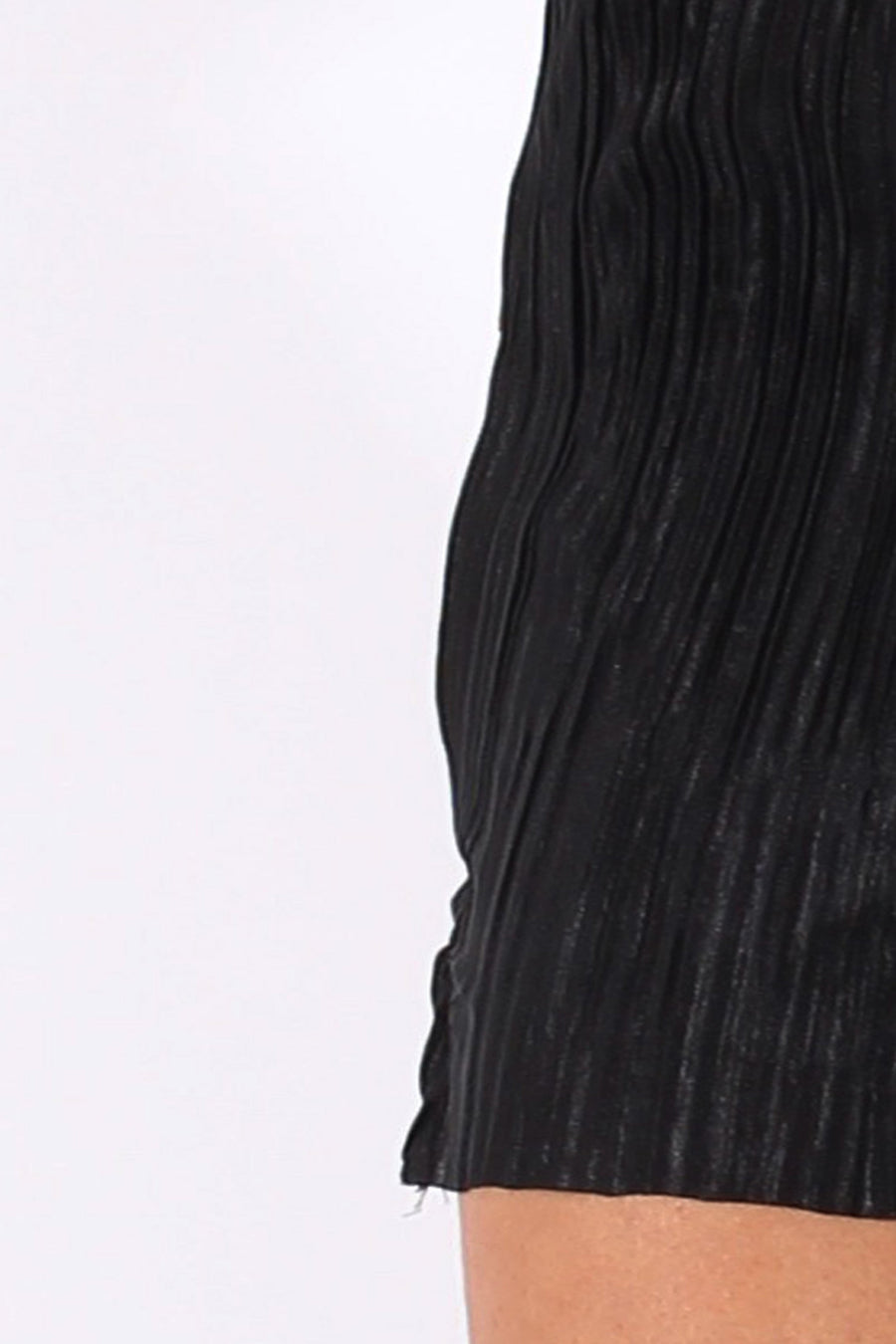 Black Pleated Bodycon Midi Dress - Mistie-Dresses