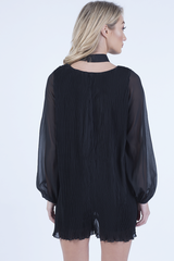 Black Pleated Choker Playsuit - Mya-Playsuits