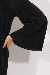 Black Pleated Flared Sleeve Playsuit - Amity-Playsuits