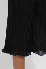 Black Pleated High Waisted Culottes - Audrey-Trousers