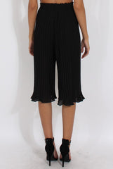Black Pleated High Waisted Culottes - Audrey-Trousers