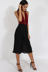 Black Pleated High Waisted Culottes - Audrey-Trousers