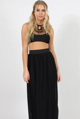 Black Pleated Maxi Skirt - Shanice-Skirts