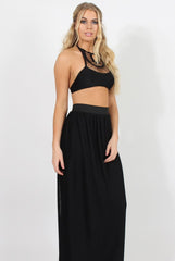 Black Pleated Maxi Skirt - Shanice-Skirts