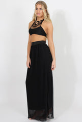 Black Pleated Maxi Skirt - Shanice-Skirts