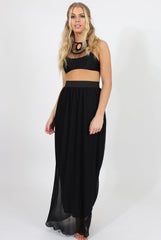 Black Pleated Maxi Skirt - Shanice-Skirts