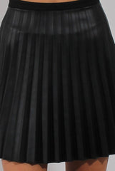 Black Pleated PU Skirt - Ally-Skirts