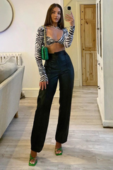 White Zebra Print Mesh Crop Top - Anan