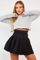 Black Pleated Tennis Mini Skirt - Faye-Skirts