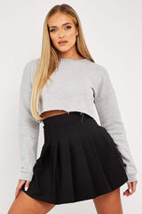 Black Pleated Tennis Mini Skirt - Faye-Skirts