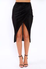 Black Pleated Wrap Over Skirt - Monica-Skirts