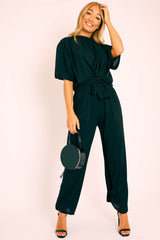 Black Plisse Wide Leg Trouser and Top Co-ord - Hellen-Co-ords