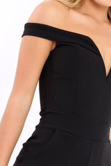 Black Plunge Bardot Playsuit - Fae-Playsuits
