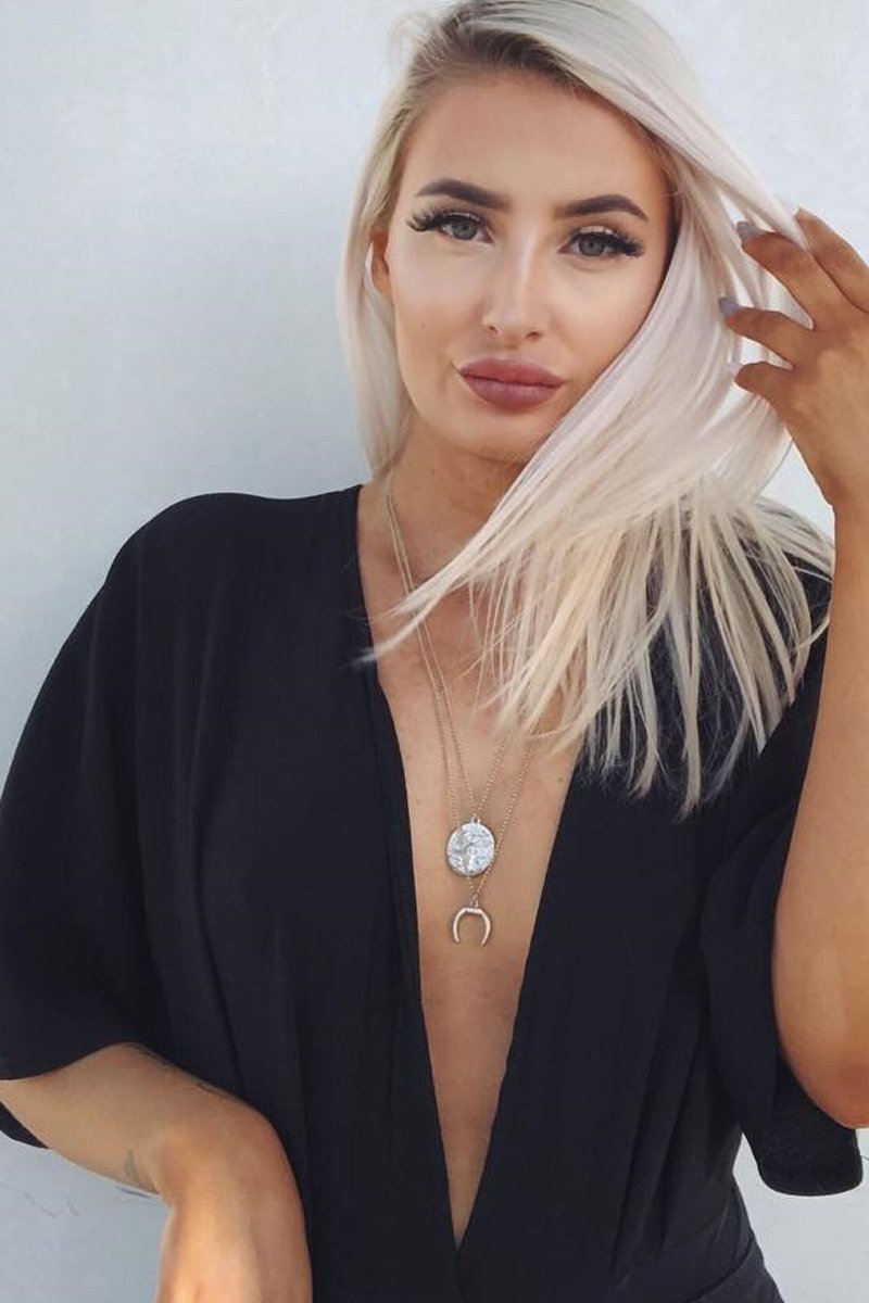 Black Plunge Bodysuit - Florence-Bodysuits