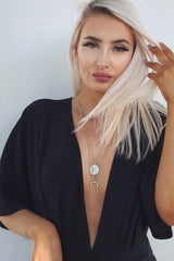 Black Plunge Bodysuit - Florence-Bodysuits