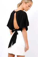 Black Plunge Crop Top - Suzanne-Crop Tops