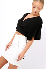 Black Plunge Crop Top - Suzanne-Crop Tops