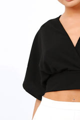Black Plunge Crop Top - Suzanne-Crop Tops
