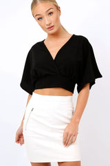 Black Plunge Crop Top - Suzanne-Crop Tops