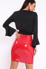 Black Plunge Gypsy Crop Top - Tiegan-Tops