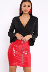 Black Plunge Gypsy Crop Top - Tiegan-Tops