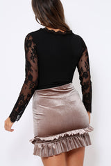 Black Plunge Lace Bodysuit - Adele-Bodysuits