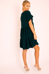 Black Plunge Neckline Tiered Dress - Caralyn-Dresses