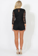 Black Plunge Playsuit - Lesley-Playsuits