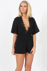 Black Plunge Playsuit - Winnie-Playsuits