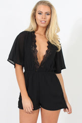 Black Plunge Playsuit - Winnie-Playsuits