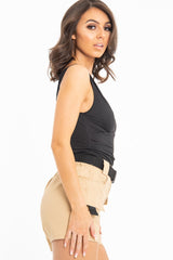 Black Plunge Ruched Bodysuit - Sookie-Bodysuits