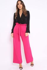 Black Plunge Satin Bodysuit - Rebeka-Bodysuits