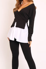 Black Plunge Shirt Insert Top Legging Co-ord - Destine-Co-ords