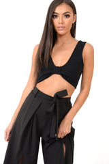 Black Plunge Tie Front Bralet - Brelee-Bralets
