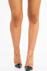 Black Pointed Stiletto Court Shoe - Hael-Heels