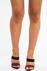 Black Pointed Toe Sports Tape Mule Heels - Rochel-Heels