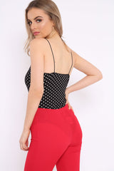 Black Polka Dot Bodysuit - Tari-Bodysuits