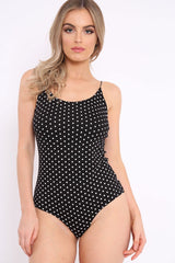 Black Polka Dot Bodysuit - Tari-Bodysuits