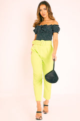 Black Polka Dot Bow Front Milkmaid Crop Top - Talaya-Crop Tops