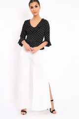 Black Polka Dot Crop Top - Alixandra-Crop Tops